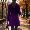 thumbnail image 4 of Mifsaly Womens Double Breasted Pea Coat Notch Lapel Long Sleeve Tailored Winter Jacket Warm Elegant Mid Length Outerwear for Office Work Travel Purple,M, 4 of 7