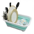 thumbnail image 4 of SAMMART Collapsible Dish Drainer - Foldable Drying Rack Set - Portable Dinnerware Organizer - Space Saving (1, White/Lake Green, 4 of 6