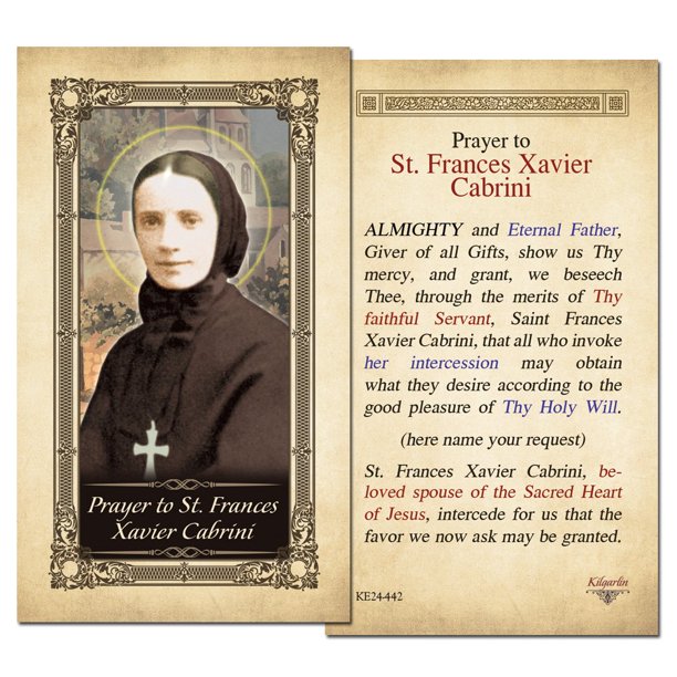 St Frances Xavier Cabrini Laminated Holy Card With Gold Color Accents Pack Of 3 Walmart Com
