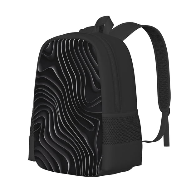 Fotbe Abstract Black And White Waves Mochila para Hombre y Mujer - Tela Oxford 600D Resistente - Mochila Impermeable de Gran Capacidad para Escuela, Viajes y Senderismo