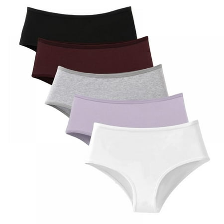 

Monfince Women s Underwear High Waisted Cotton Panties Soft Stretch Breathable Briefs 5 Packs