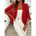 thumbnail image 3 of 2026 Womens Knitted Cardigan Loose Lightweight Summer Sweater Spring Casual Clothes Red S, 3 of 5