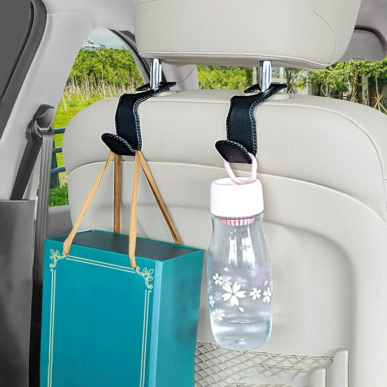 Headrest Hooks Leather 2 Pack Car Seat Hooks Clothes Hanger Back Seat Handbag Holder for Grocery Bag Purse Jacket Hat Backpack