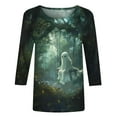 thumbnail image 4 of FDGIU Halloween Shirts for Women Fashion Women's Casual Print Round Neck 3/4 Sleeve T-shirt Blouse Spooky Season Graphic, 4 of 5