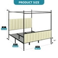 thumbnail image 6 of Dextrus King Upholstered Metal Canopy Bed with Adjustable Platform Frame, Cushioned Headboard & Footboard, Beige, 6 of 7