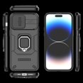 thumbnail image 4 of Compatible with iPhone 15 Pro Max Stand Case with Slide Camera Cover Military Grade Heavy Duty Rugged Full Body Shockproof Protection Built-in Ring Kickstand Hard Back Case, Black, 4 of 5