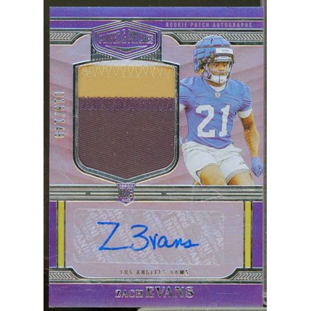 Zach Evans Rookie 2023 Panini Plates and Patches Rookie Patch Autographs #41