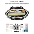 thumbnail image 4 of Tote Bag for Women - Boston Terriers and Flowers Shoulder Bag - Large Utility Work Duffle Bag with Zipper Handbag for Travel, Work, Sprots, 4 of 5