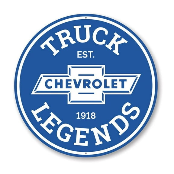 Chevy Truck Legends Car Sign, Chevy Sign, Novelty Car Sign, Garage Aluminum Metal Decor Sign - 12" Round