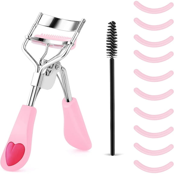3Pcs Lash Curler Set, No Pinching or Pulling, Long Lasting Eyelash Curler Fit All Eye Shapes, Professional Makeup Tool for Eyelashes with 10 Pieces Silicone Refill Pads and Lash Brush for Women Girls
