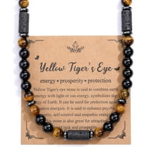 Tigers Eye Hematite Healing Crystal Necklace for Men Handmade Triple Protection Jewelry Mens Necklace