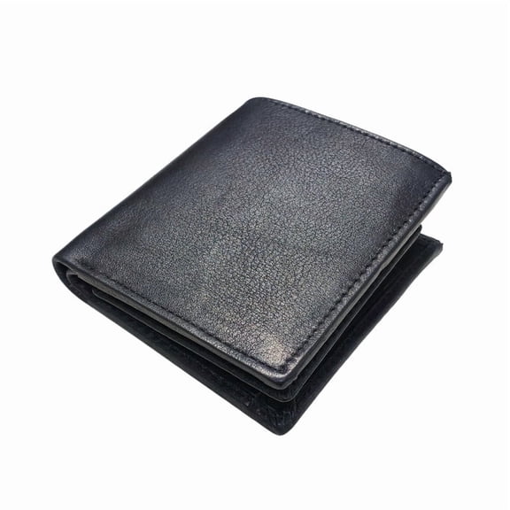 kerinzo -Men’s Classic Black Leather Bifold Wallet – Slim, Durable, Everyday Card Holder for Cash & ID