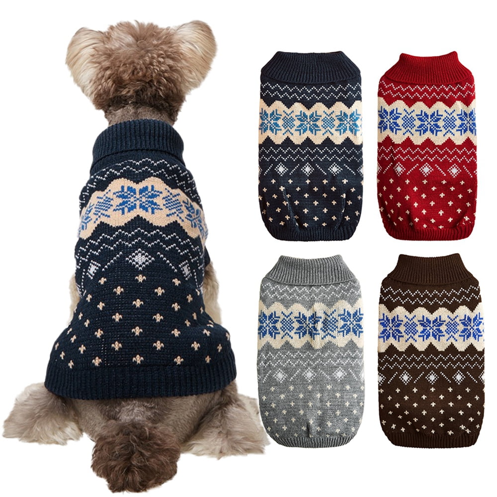 Baywell 4 Pieces Christmas Dogs Sweaters for Small Dogs Turtleneck Red