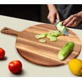 thumbnail image 6 of 21"x16" Xl Extra Large Wood Board With Handle Round Wooden Charcuterie Boards Meat Chopping Bread Serving Cheese Platter Big Pizza For Kitchen Carving Butcher, 6 of 7