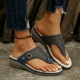 thumbnail image 4 of Wedge Flip Flops Soft Comfortable Summer Casual Arch Support Slippers Cute Shiny Rhinestones Thong Sandals for Party, 4 of 9