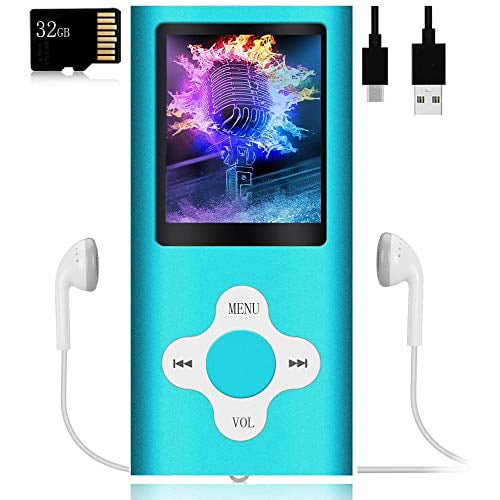 Dyzeryk MP3 Player Supports up to 128GB Build-in SpeakerPhotoVideo PlayFM RadioVoice RecorderE-Book Reader Music Player with 16GB Micro SD Card Blue 