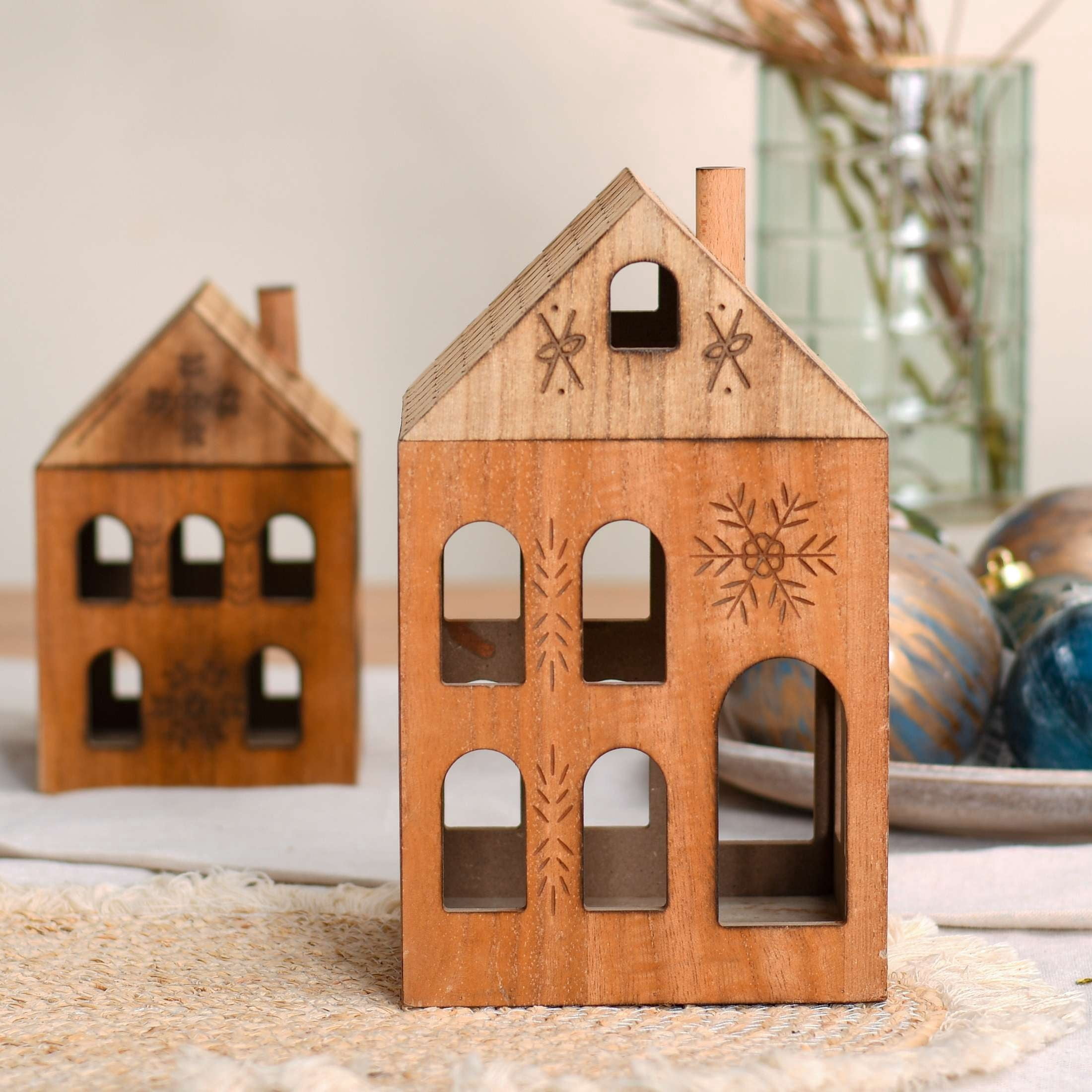 Large Wood House Christmas Decoration, Brown, 9", by Holiday Time