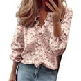 thumbnail image 2 of Endives Womens Long Sleeved Ruffled Shirt Casual Blouse Fall Tops Pink, 2 of 4