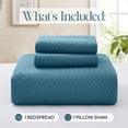 thumbnail image 4 of IR Imperial Rooms 2-Piece Soft Linen Quilt Set, Ultrasonic Chevron Pattern All Season Coverlet, Twin, Washed Blue, 4 of 10