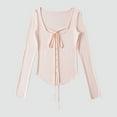 thumbnail image 1 of Ailaofu Women's Long Sleeve Cardigan Sweater V Neck Bow Tie Front Lightweight Shrug Sweater, 1 of 5