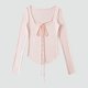 thumbnail image 1 of Ailaofu Women's Long Sleeve Cardigan Sweater V Neck Bow Tie Front Lightweight Shrug Sweater, 1 of 5
