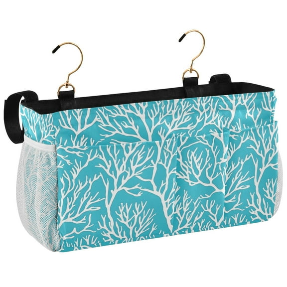 Ryvnso Bedside Caddy Coral Pattern Bedside Storage Bag Hanging Organizer