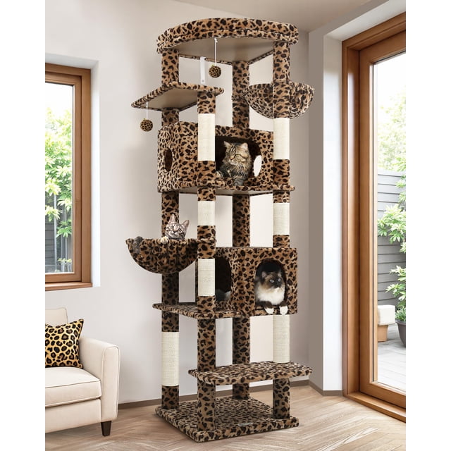 Árbol para Gatos Globlazer S74 de 188 cm para Gatos Grandes con Estampado de Leopardo