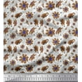 thumbnail image 1 of Soimoi Poly Georgette Fabric Leaves & Cosmos Floral Print Sewing Fabric Yard 52 Inch Wide, 1 of 3