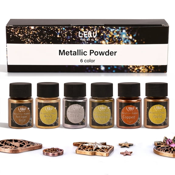 LEQU 6 Colors Metallic Pigment Powder 6 Pack