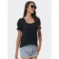 thumbnail image 5 of Women's Puff Sleeve Square Neck T-Shirt Loose Casual Short Sleeve Elegant Business Work Shirt Summer T-Shirt, 5 of 6