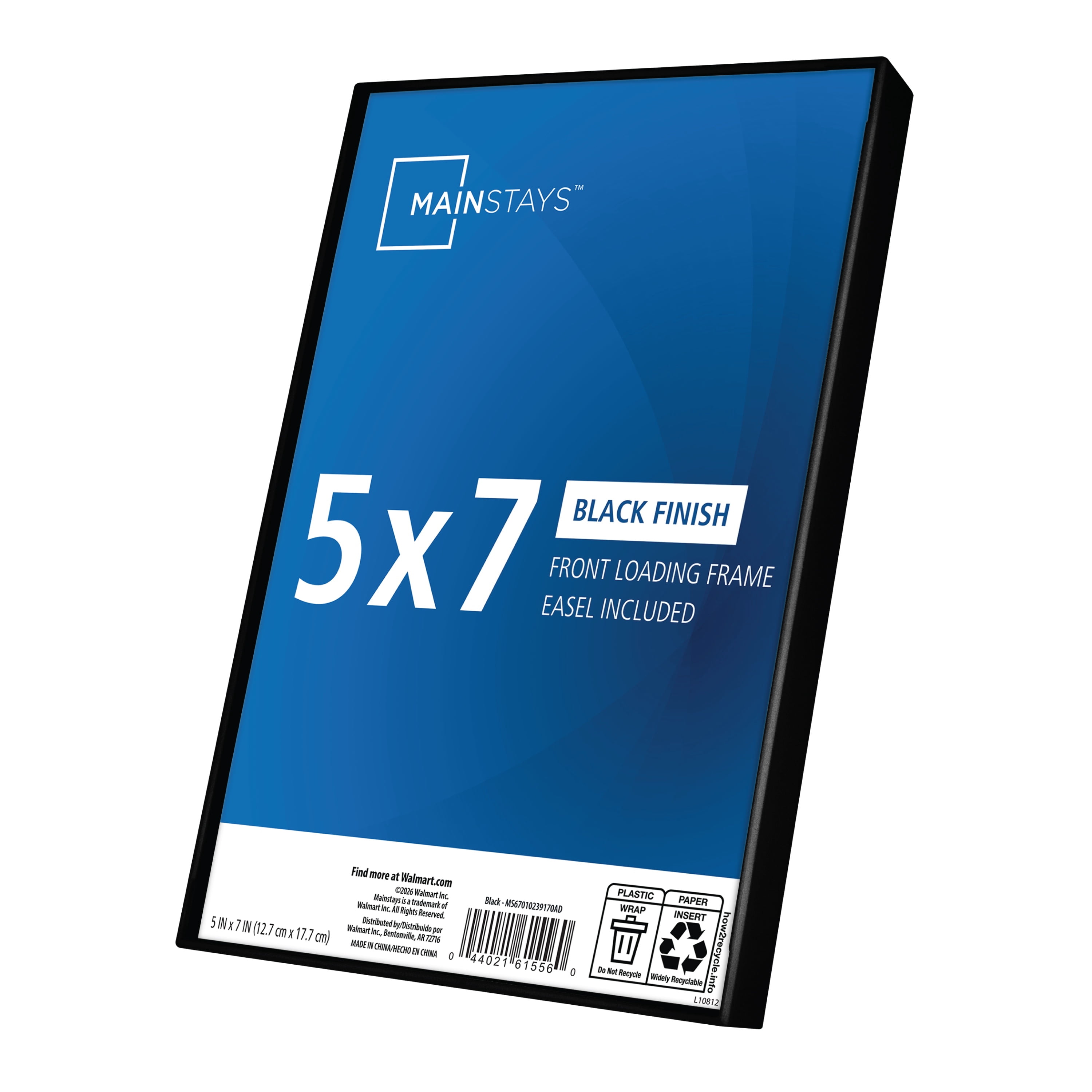 Mainstays 5 x 7 Black Front-Loading Picture Frame, Wall or Tabletop