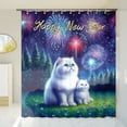 thumbnail image 3 of Happy New Year Exotic Shorthair Family Cheer Winter Midnight Firework Shower Curtain Cat Lover Kitten Owner Gifts Waterproof Bathroom Bathtub Curtain - 02025, 3 of 5