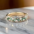 thumbnail image 4 of Unique Moss Agate Ring Moss agate Wedding Band Gold Rings Art Deco Eternity Band Moss Agate Matching Rings Personalized Gift For Her, 4 of 4