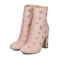thumbnail image 5 of New Women Wild Diva Yama-01 Velvet Embroidered Stars Block Heel Ankle Boot, 5 of 5