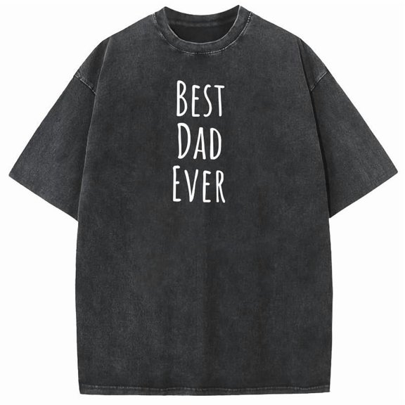 Men's Vintage Black Graphic Tee with "Best Dad Ever" Print, S-3XL T-Shirt, Father's Day Casual Top for Dads
