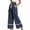 Navy, variant on Women’s Tassel-DUnrefinedstring Trim Wide-Leg Linen Pants, Elastic-Waist Textured Build for Holiday Leisure Daily Strolls Blue S
