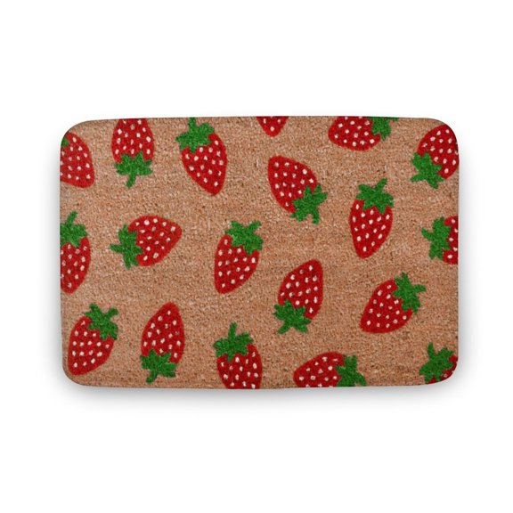 Strawberry Doormat, Summer Doormat, Cute Doormat, Welcome Mat, Outdoor Rug, Strawberries,Front Doormat, Indoor Doormat,Front Back Door Mat ,Coral Velvet Rug 17”x30”