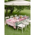 thumbnail image 4 of Outdoor Tablecloths with Umbrella Hole & Zipper, Eucalyptus Trucks Tablecloth Rectangle 60x84 Inch, Spring Farmhouse Floral Leaves Pink Plaid Waterproof Table Cloth, Patio/Pool/Picnic Table Covers, 4 of 8