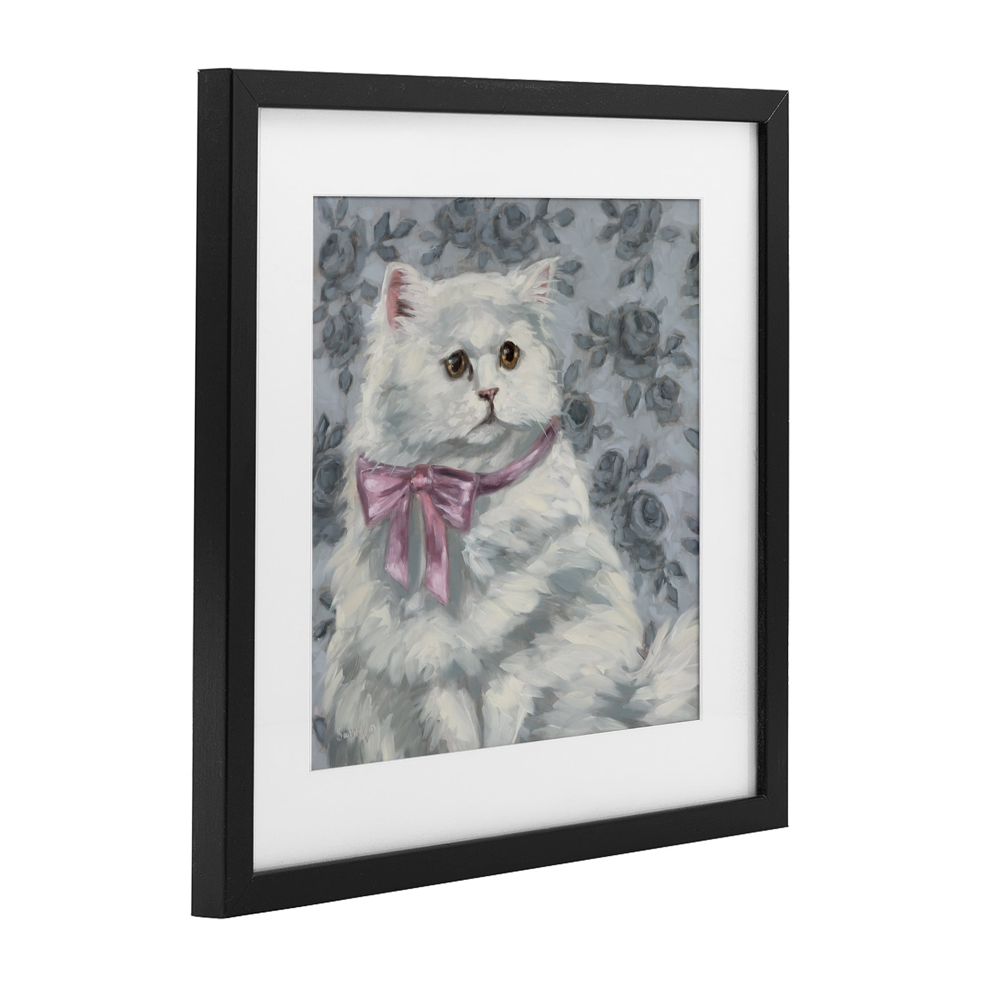 Stupell Industries Coquette Kitty Portrait Black Framed Print Under Glass, design by Sara G. Designs