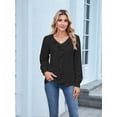 thumbnail image 3 of Womens Dressy Casual Blouse Business Long Sleeve Tops Ruffle V Neck Work Shirt 2025 Black XL, 3 of 8