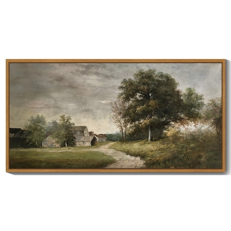 Condition photo showing New/Like New for drsoum 20x40in natural framed landscape vintage large canvas wall art classical village prints farmhouse bathroom office decor
