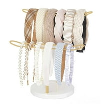 YIMWNYI 2-Tier Metal Headband Organizer, Hair Hoop Display Stand for Hair Accessories, Storage Rack for Headbands, Hair Ropes, Bracelets, Bangles, Bedroom and Dorm Decor, White