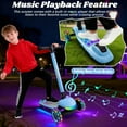 thumbnail image 6 of Light Up 3 Wheel Kick Scooter for Kids Toddlers Girls with LED Sync Lights Flashing Stem & Wide Polka Dot Deck Adjustable Height Music Function Safe Sturdy Folding (Light Blue), 6 of 8