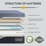 EGOHOME Ego Black 14 inch Full Memory Foam Mattress, Gel Mattress in a Box, Medium Firm