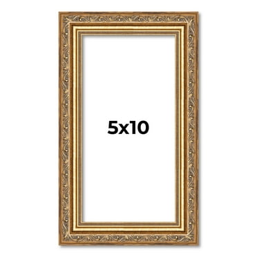5x10 In Frame Gold Solid Wood Picture Frame Width 1.25 Inches | Interior Frame Depth 0.375 Inches |