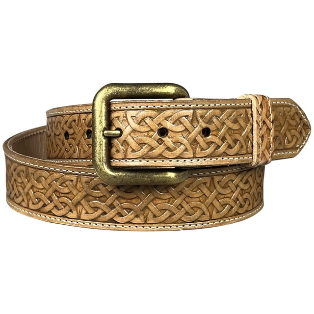 Zelikovitz Embossed Full Grain Leather Belt - Celtic 1.5"