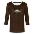 thumbnail image 2 of Birdeem T-Shirt Ample Imprimé pour Femmes, Blouse Mi-Longue à Manches 3/4, Col Rond, Hauts Décontractés, 2 of 4