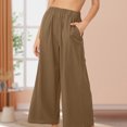 thumbnail image 1 of Pantalón De Pierna Ancha Pantalones de salón para mujer Cintura elástica Estilo casual para mujer Traje diario (Marrón XXXL) Cgtredaw Para estrenar, 1 of 6