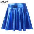 thumbnail image 2 of Niños Niñas brillante metálico acampanado plisado A-Line Mini Skater Skort trajes de baile gimnasia atlética falda de Scooter brillante, 2 of 5