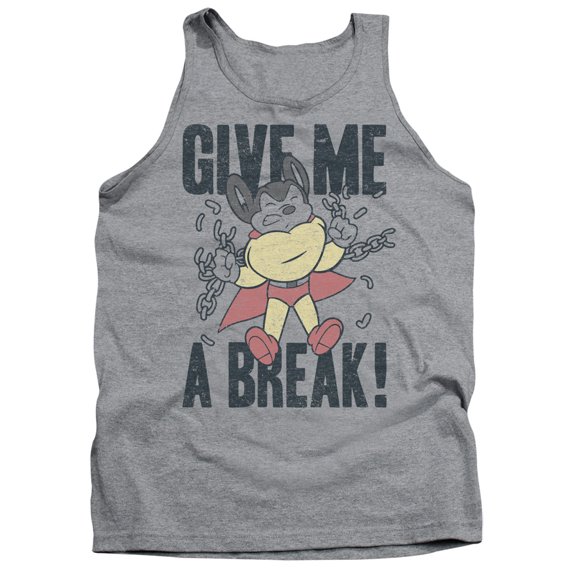Mighty Mouse Give Me A Break Adult Tank Top Athletic Heather